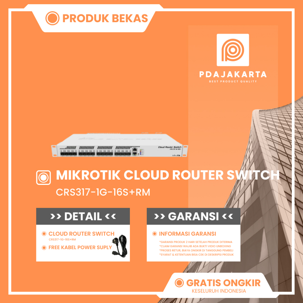 MikroTik Cloud Router Switch CRS 317 1G 16S+ RM CRS317-1G-16S+RM Bekas Original