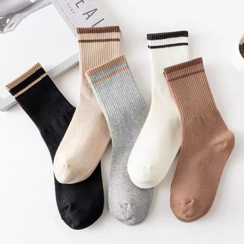 Kaos Kaki Polos 2 Garis Pria Wanita Kaos Kaki Panjang Unisex