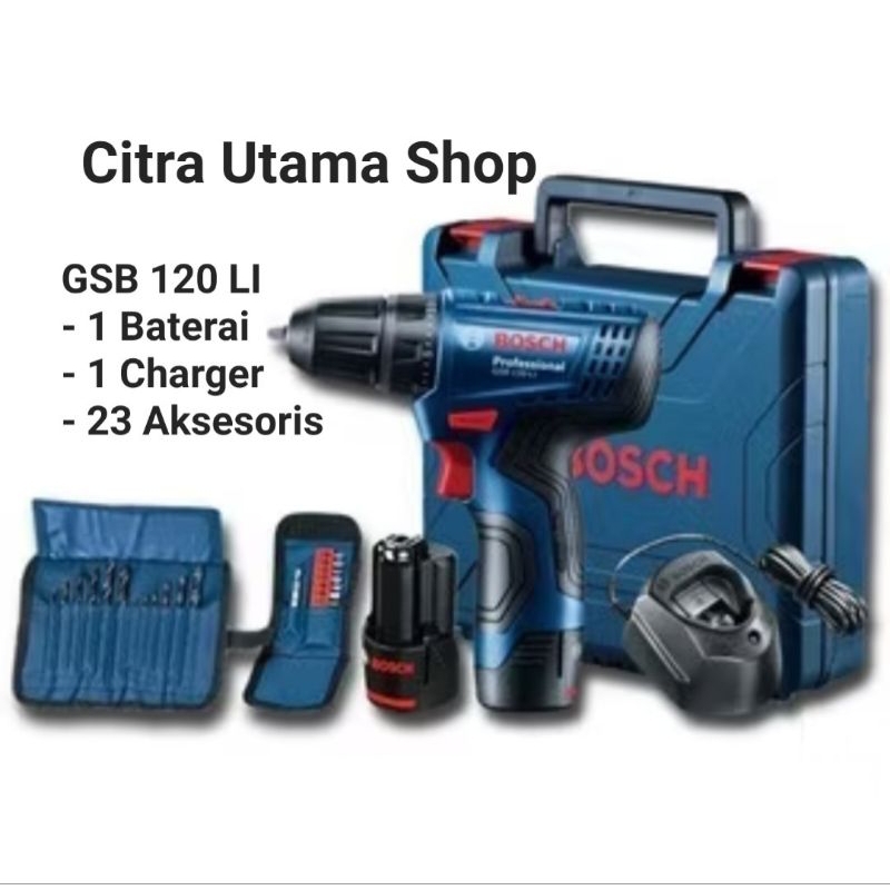 Bosch GSB 120-LI 120 Li Mesin Bor Tangan Baterai Cordless Impact Drill (1K5)