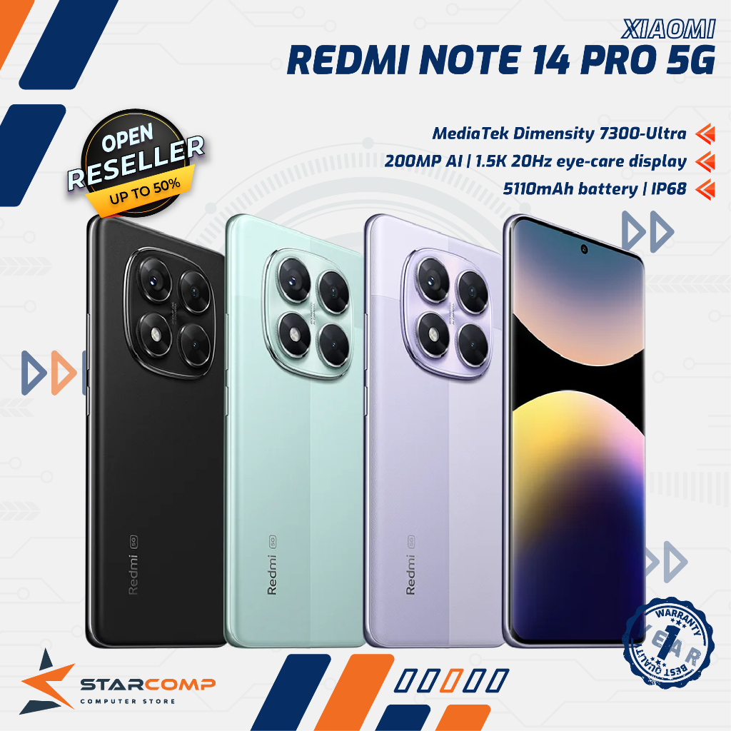 Xiaomi Redmi Note 14 Pro 5G 12/512 8/256 GB 200MP AI OIS Dimensity 7300-Ultra Gorilla Glass Garansi