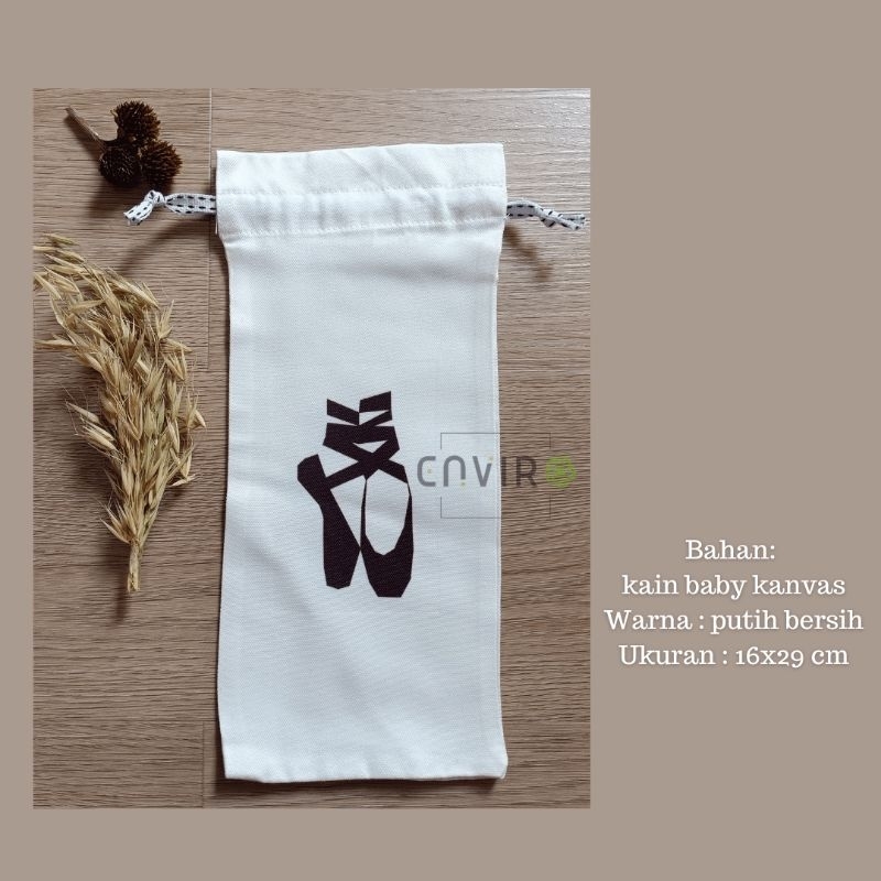 Tas Pouch Serut Panjang Polos Jaring Gambar Ballet
