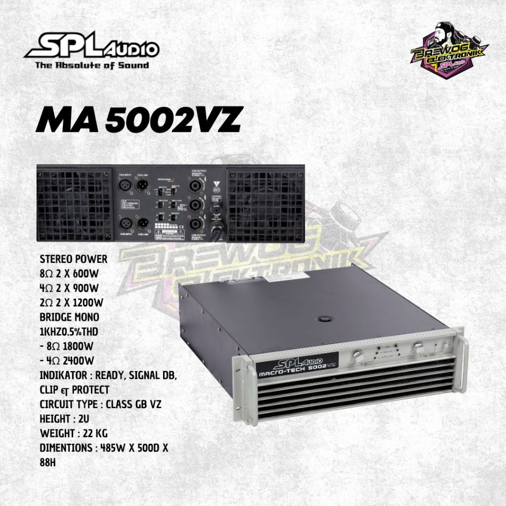 ORIGINAL PRODUK BREWOG SPL AUDIO POWER MA 5002VZ
