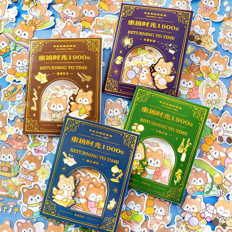 

40pcs Stiker Seri Balik Ke 1900 Sticker Lucu Dekorasi Journal Scarpbook Polaroid Notebook