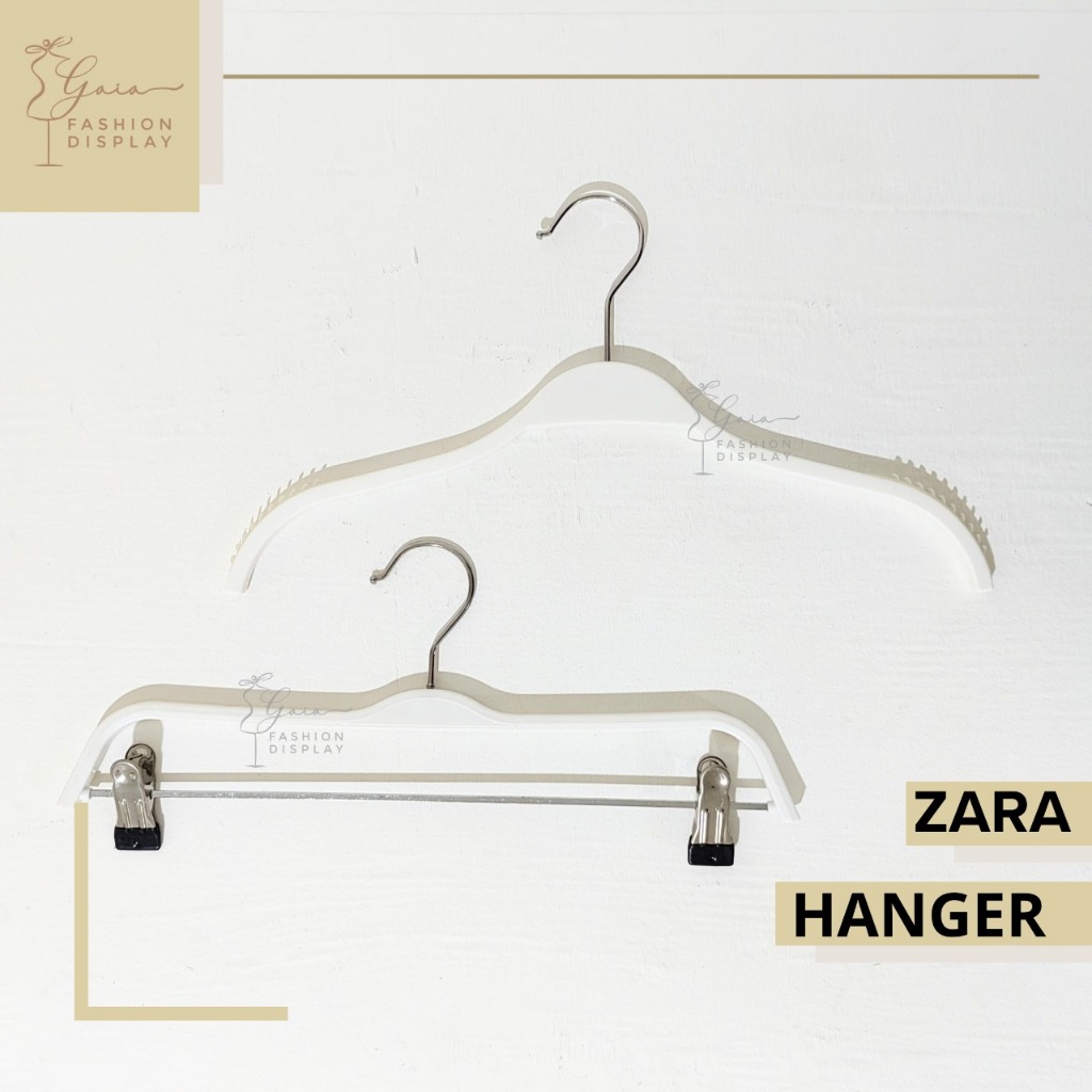Hanger ZARA Plastik Anti Slip Gantungan Baju Dewasa Hanger Baju Jepit Warna Putih (BH)