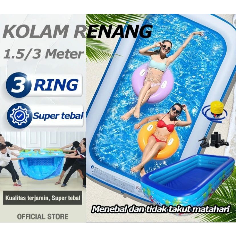 MS - Kolam Renang Anak Jumbo 3 Meter/Kolam Renang Mainan/Kolam Renang Anak 3 Ring/Mainan Kolam Renan