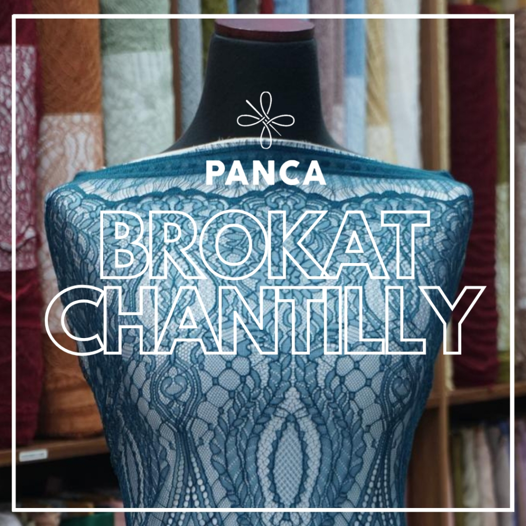 TYH Kain Brokat Chantilly Lace Premium Mewah Brokat Semi Prancis untuk Kebaya & Bridesmaid, Ukuran