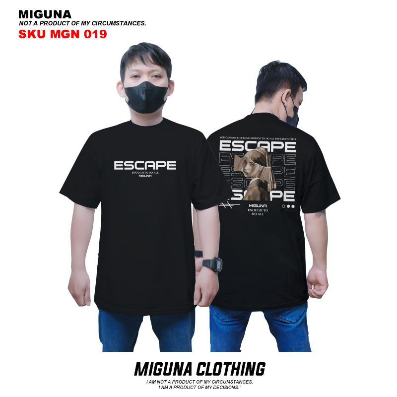 MIGUNA Pakaian Pria Atasan Kaos HITAM MGN 019