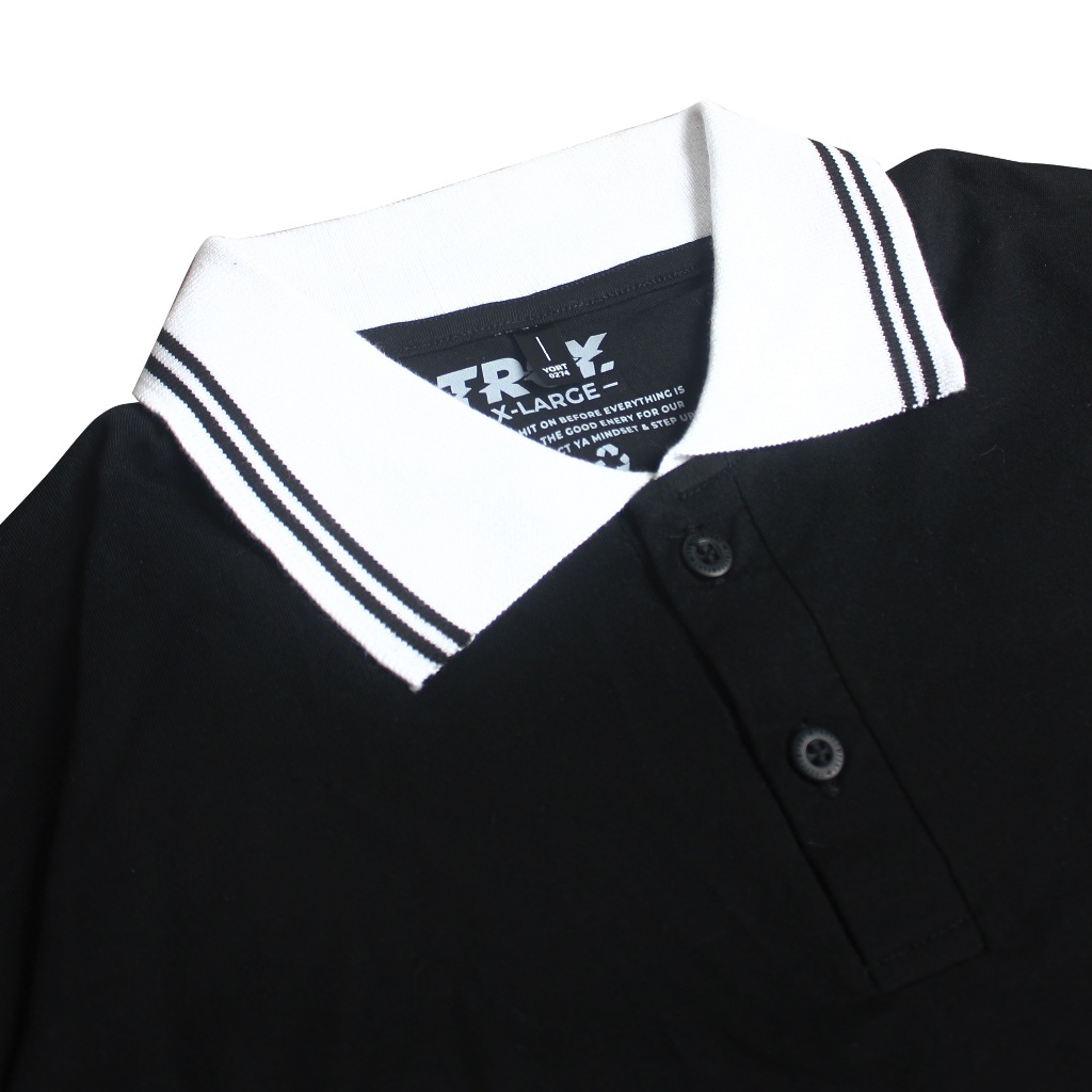 Troy Company Cotton Rugby Polo Shirt Black Expanded - Kaos Polo Hitam PR 2961