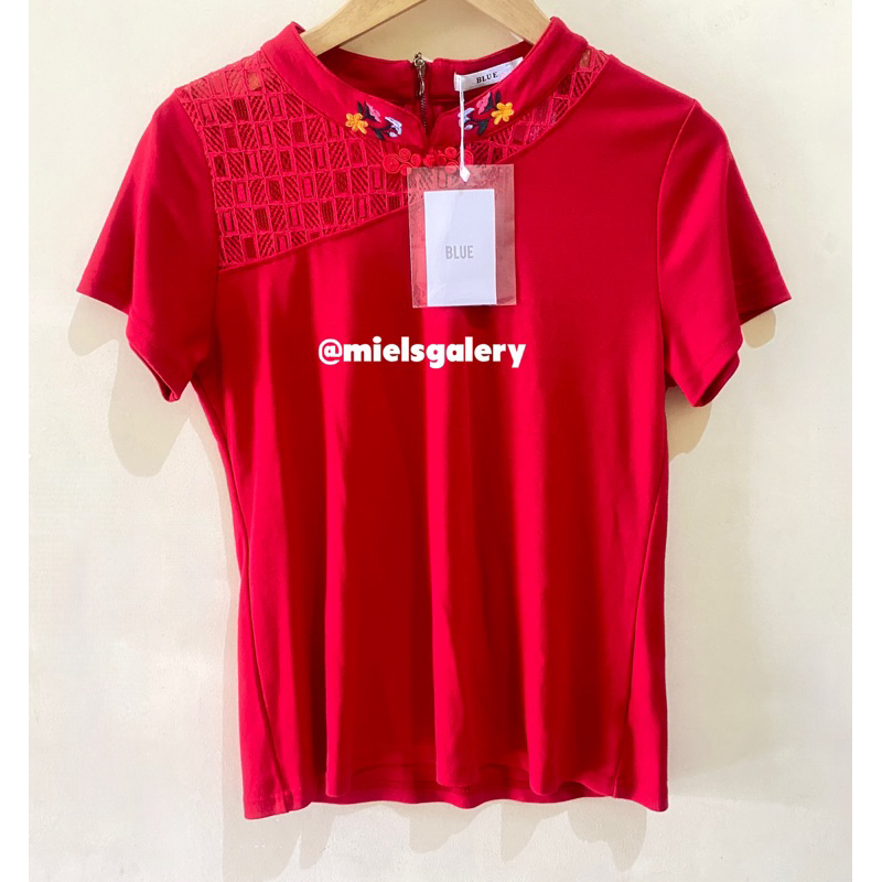 Atasan Cheongsam Merah Bordir