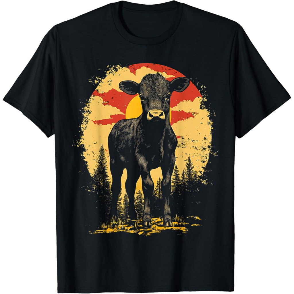 Ilustrasi Motif Hewan Anak Sapi Kaos Anak Sapi