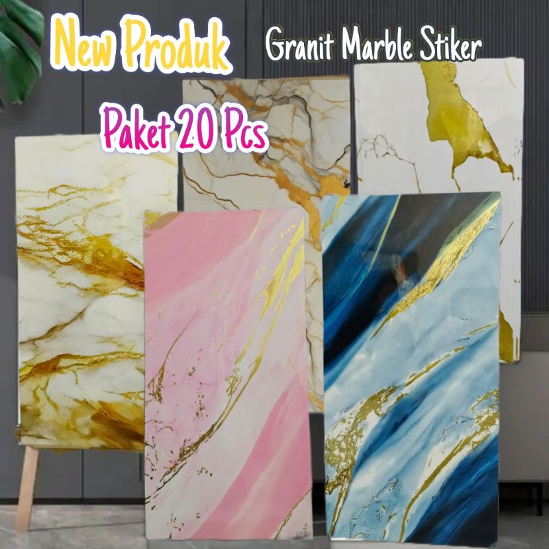 Granit Marble Stiker Premium Quality / Wallpaper Granit Marble Dinding ( 30cm × 60cm ) 20 Pcs