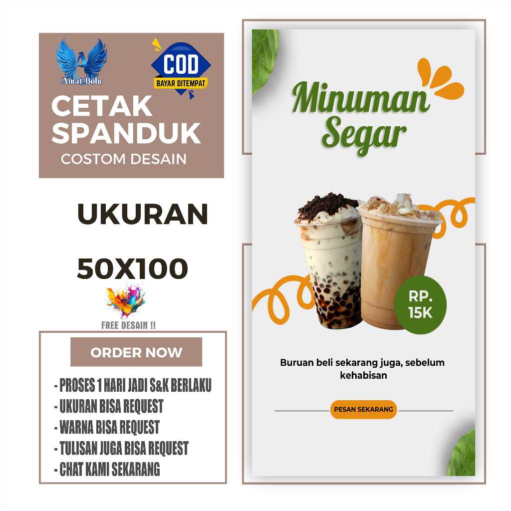 Cetak Spanduk Banner MINUMAN SEGAR Costom Desain