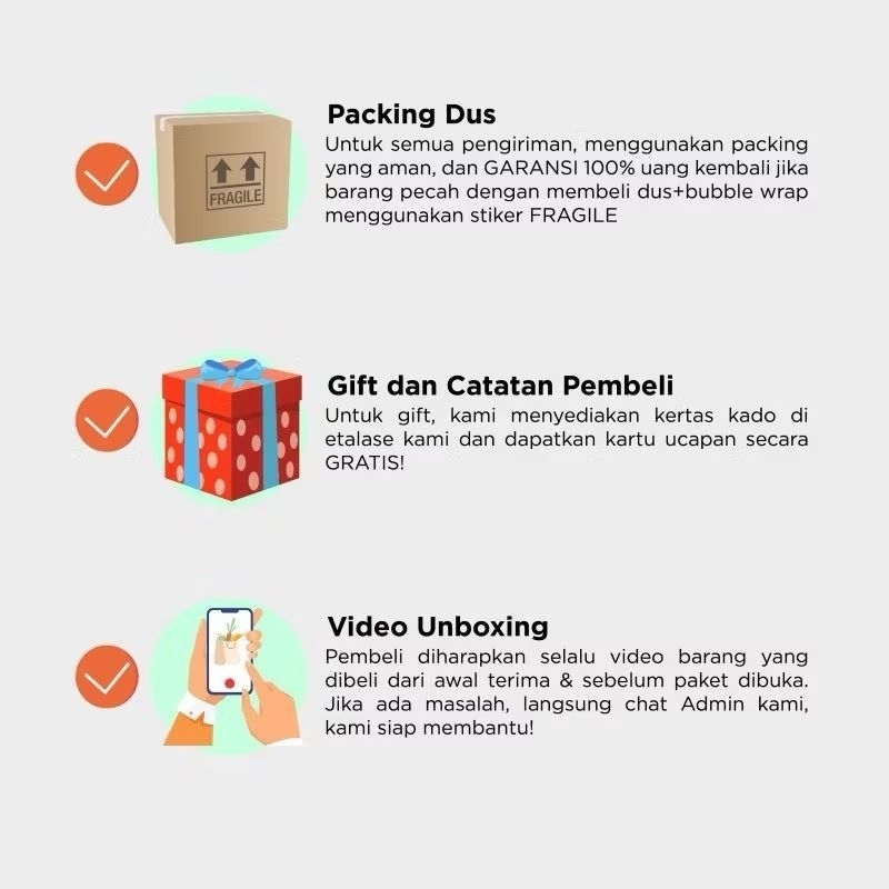 

KARDUS / BUBBLE WRAP + FRAGILE ( GARANSI PECAH )