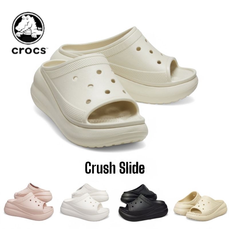 Sandal Crocs Crush Slide II Unisex - Bone /Sandal Crocs Wanita/Sandal Tinggi Wanita