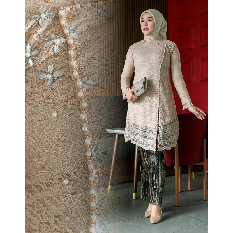 New Kebaya Tunik Janggan Brokat Payet Super Elegan Baju Kebaya Pesta Kondangan Keluarga Kebaya Wisud