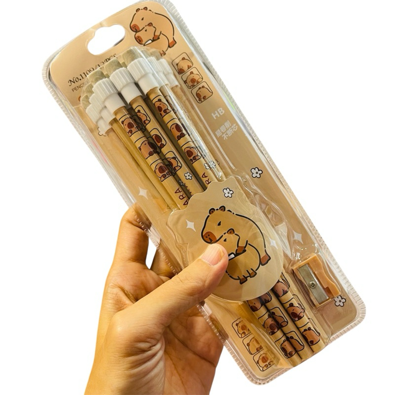 

Pensil Capybara 12pc, Rautan, Penghapus Lucu Anak Atk