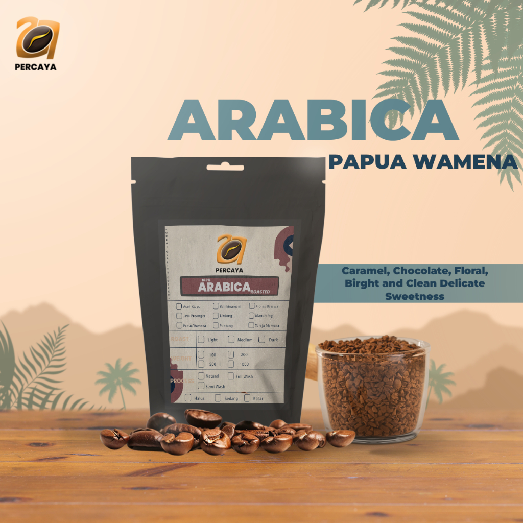 

PER-CA-YA Kopi - Roast Bean Arabika Papua Wamena Medium - 200GRAM
