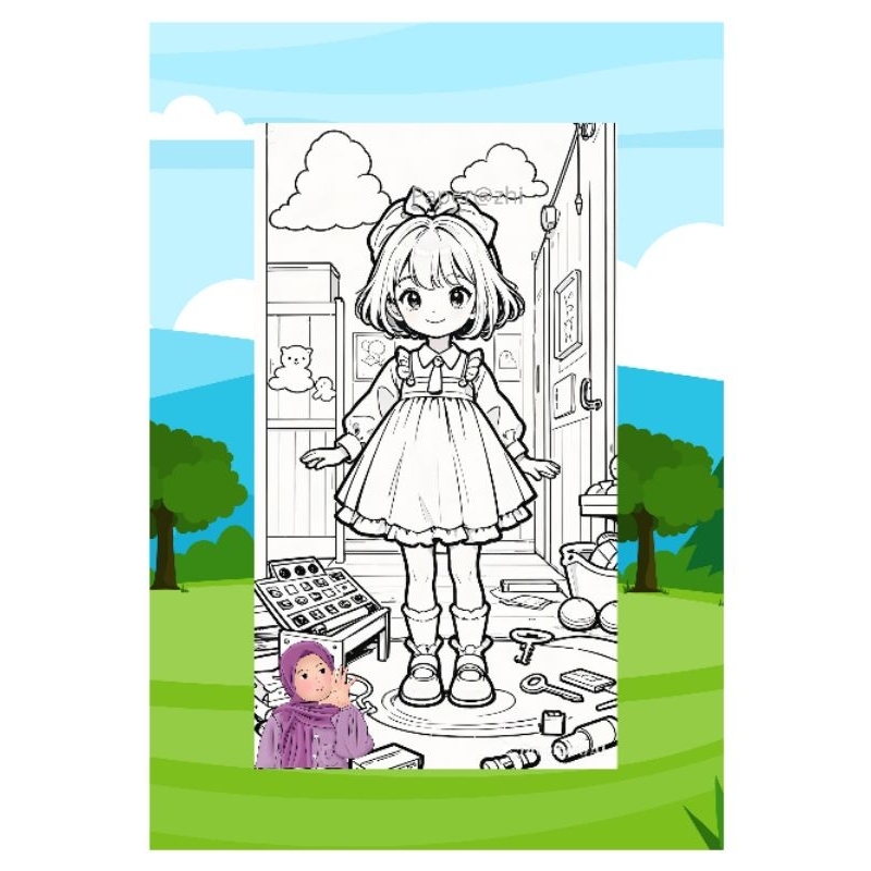 

kertas mewarnai tema little girl