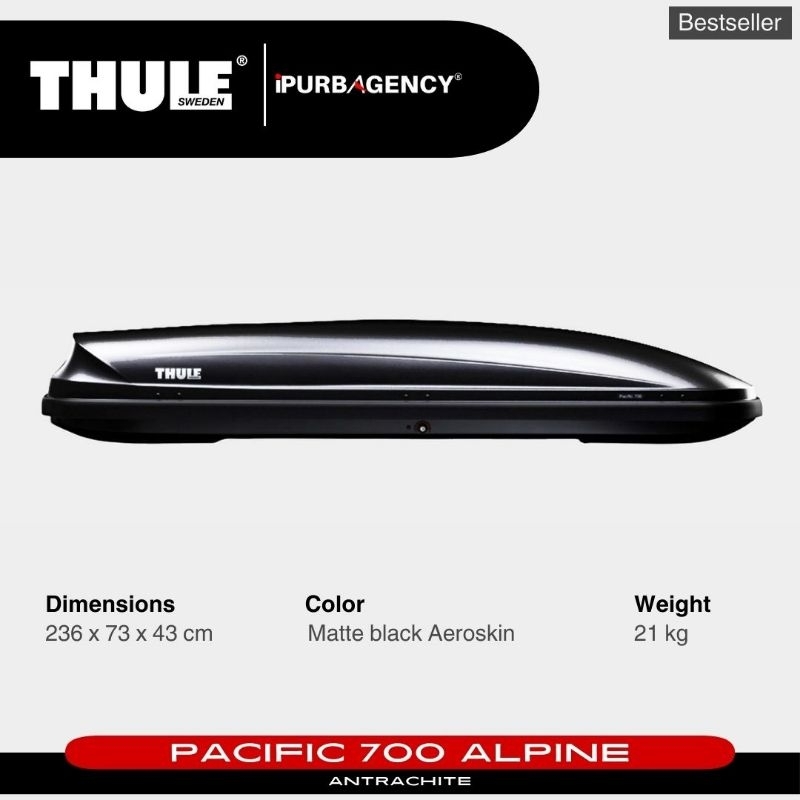 Thule Roof Box Pacific 700 Alpine – Black Antrachite Matte