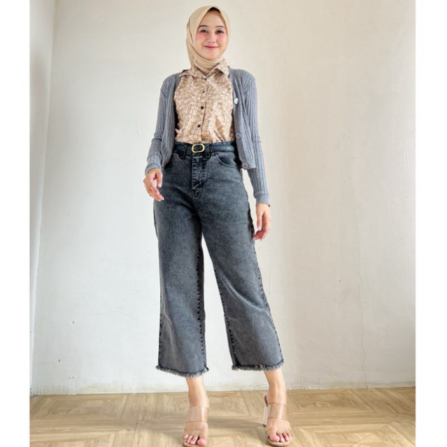 Jeans Kulot Snow Black | Celana Kulot | Kulot Snow Black | Kulot Pants Snow Black | Kulot Rawis Snow