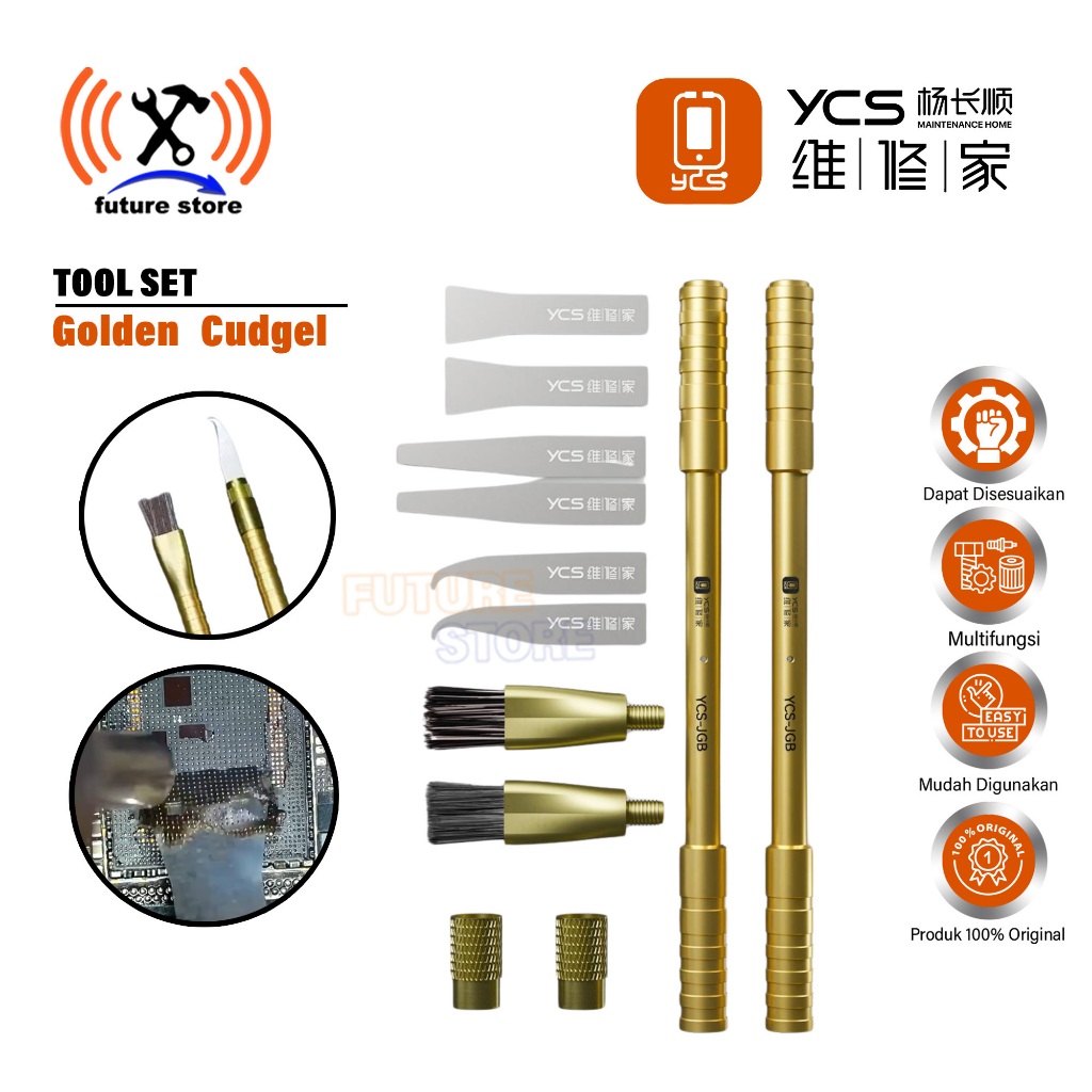 

YCS Golden Cudgel Tool Set - YCS JGB PISAU IC 10 IN 1 DOUBLE HEAD BRUSH BLADE AND GLUE REMOVAL BRUSH ORIGINAL - Opening Tools Set YCS