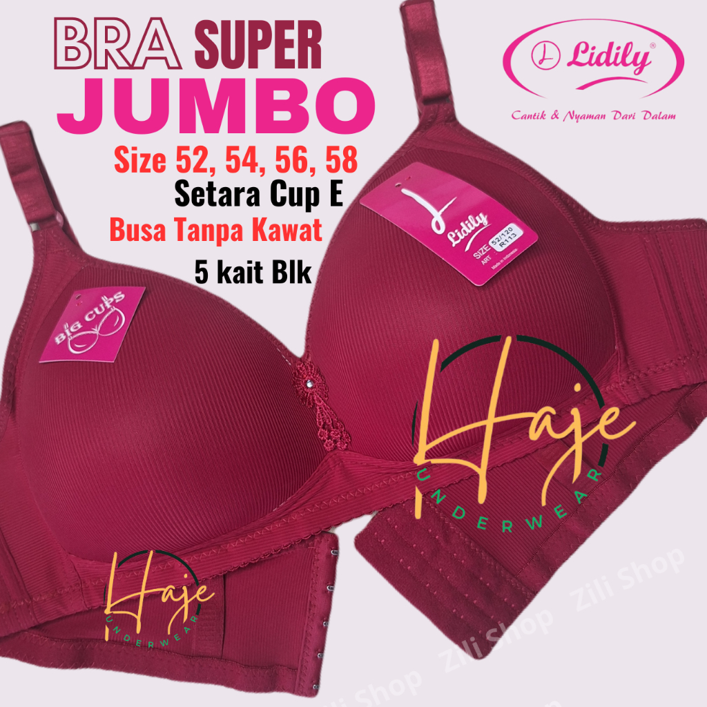 Lidily Bra Super Jumbo Setara Cup E Busa Tanpa Kawat Size 52-58