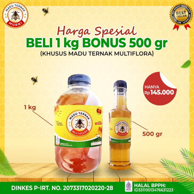 

promo madu paket 1kg gratis 500 gr