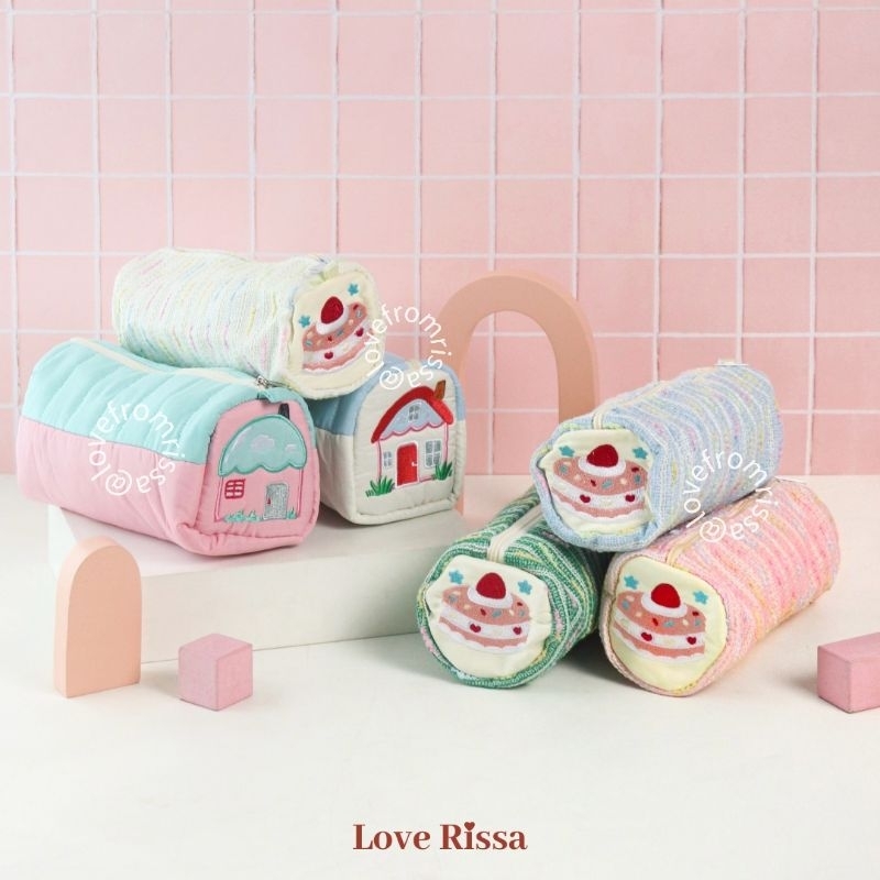 

4ds! [RISSA] Cute Pouch Swissroll Pencil Pouch Tempat Pensil Lucu Tempat Makeup Mini Kantong Kecil