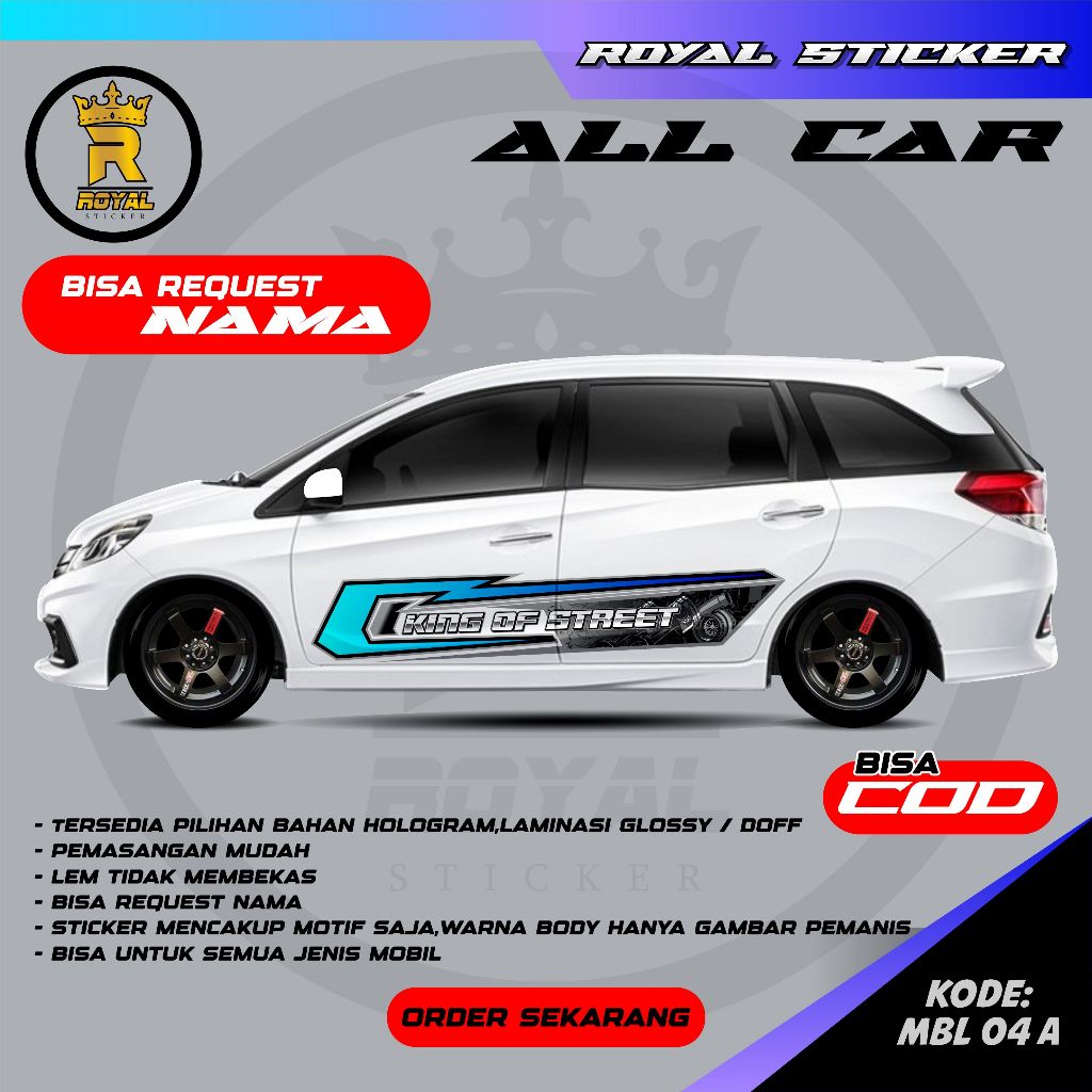 MBL 04 - STIKER DECAL MOBIL YARIS BRIO INNOVA AVANZA SIGRA CALYA GRATIS CUSTOM NAMA