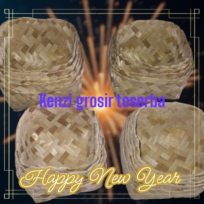 besek bambu anyaman per 10 pcs /5 pasang besek bambu tempat wadah makanan /nasi kotak