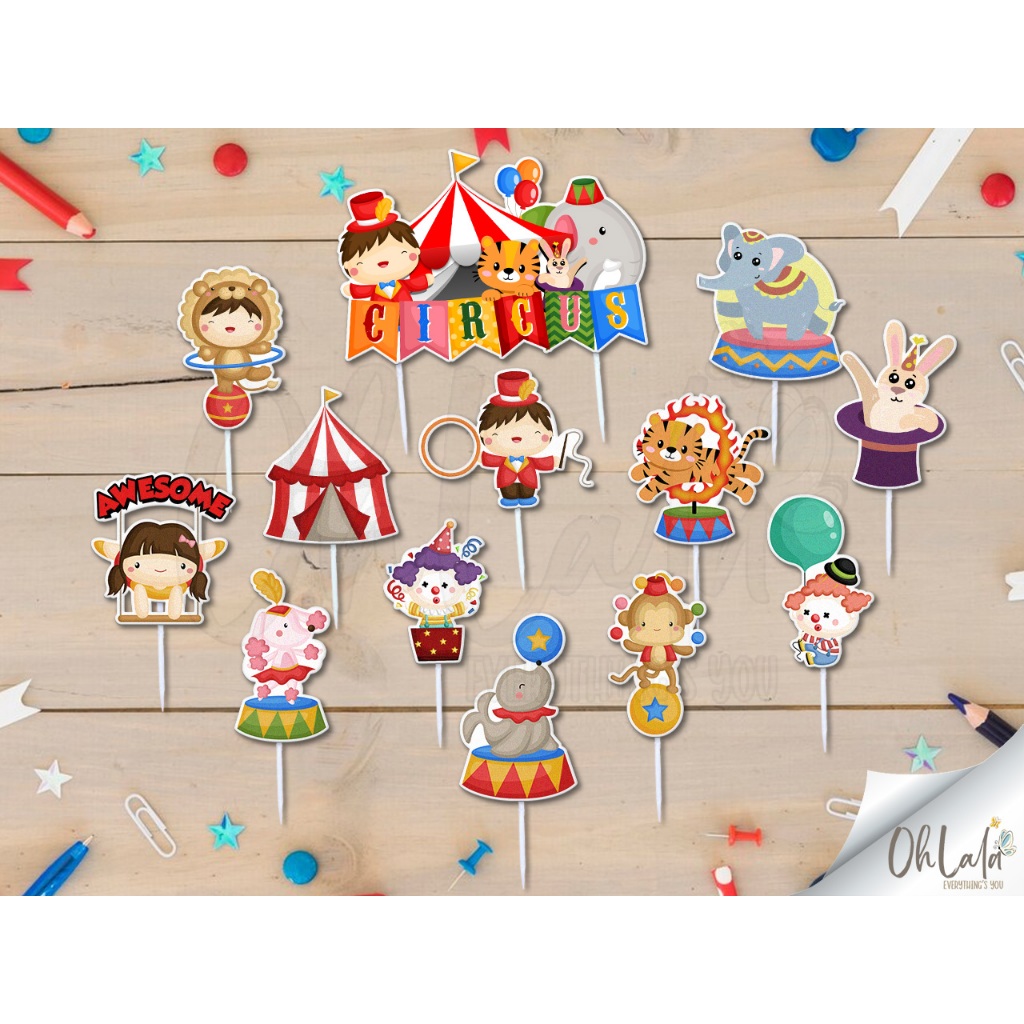 

Circus Animal - Carnival Cake Topper / Hiasan Dekorasi Tusukan Kue Cupcake Puding Hewan Sirkus | Karnival | Sulap Badut