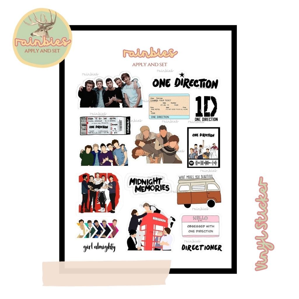 

Sticker One Direction 1D Stiker Vinyl Waterproof HP Tablet Laptop Koper Travel Aesthetic
