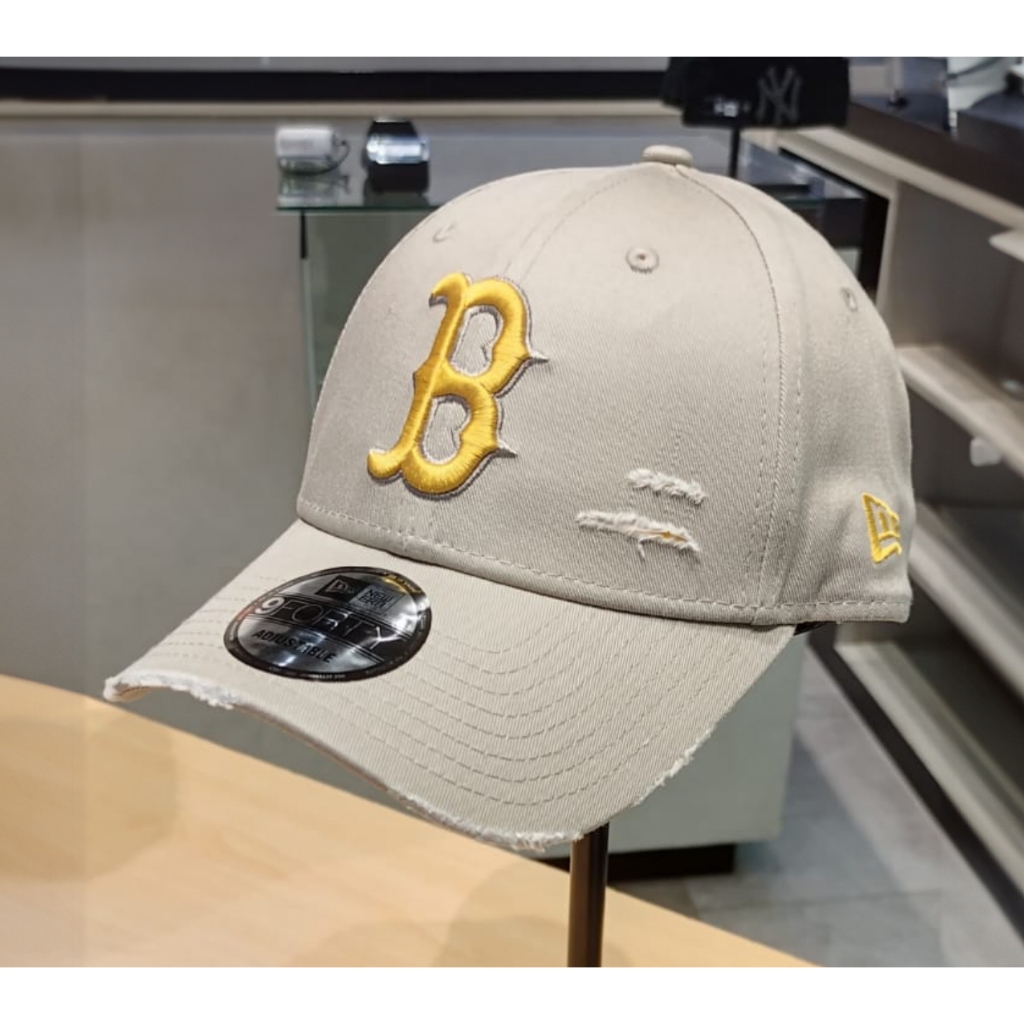 Topi New Era 9Forty Cotton Damaged Boston Red Sox Light Grey Cap 100% Original Resmi