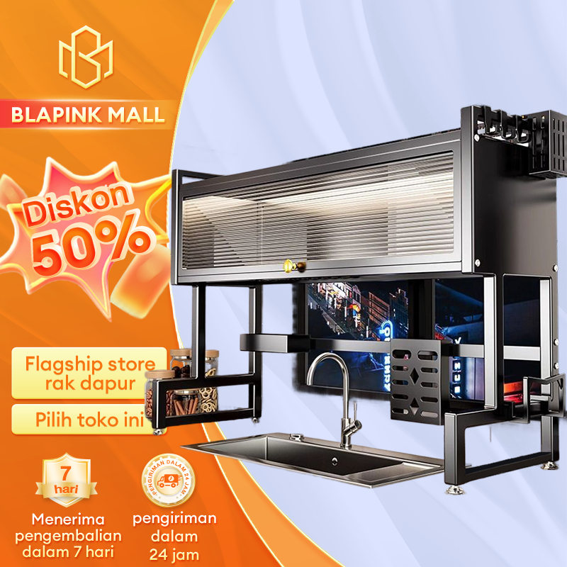 Rak Piring Wastafel Stainless Steel Tertutup Rak piring estetik Rak cuci piring wastafel