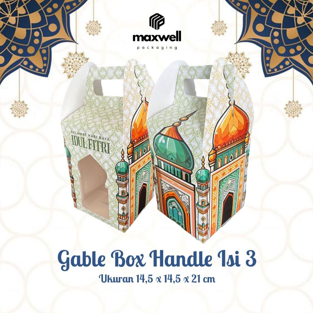 

Box Hampers Lebaran 10 Pcs Edisi Idul Fitri / Gable Box Kue Kering HIJAU 14,5 x 14,5 x 21 cm