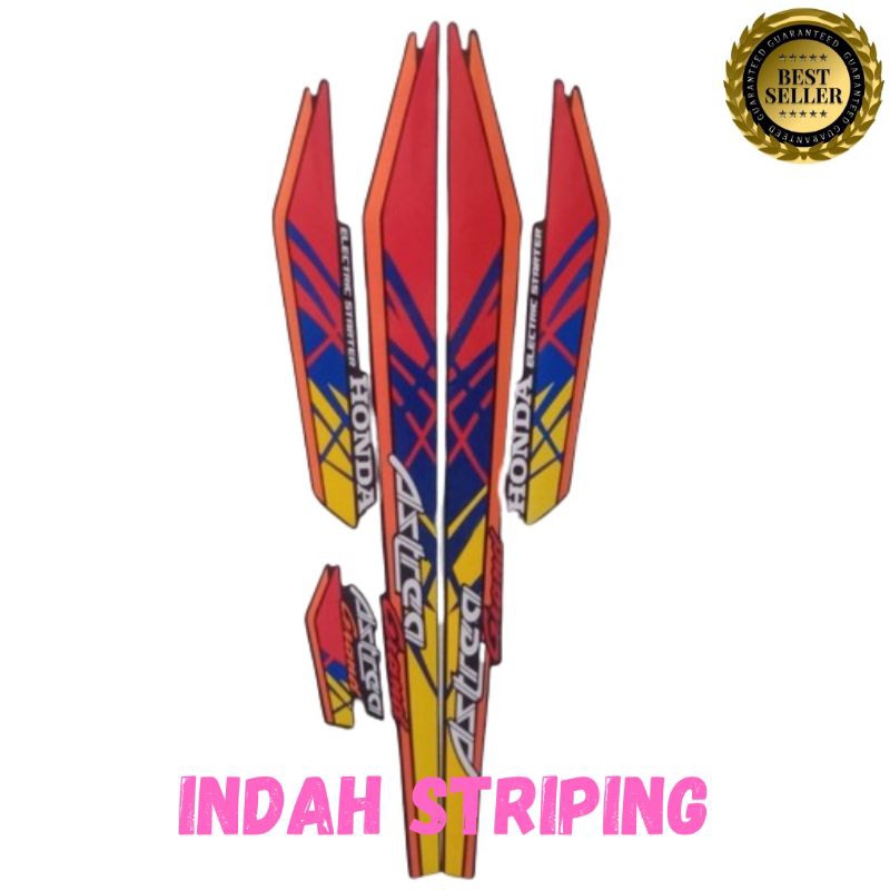 STIKER LIS STRIPING MOTOR ASTREA GRAND TAHUN 1993 WARNA MERAH KUNING