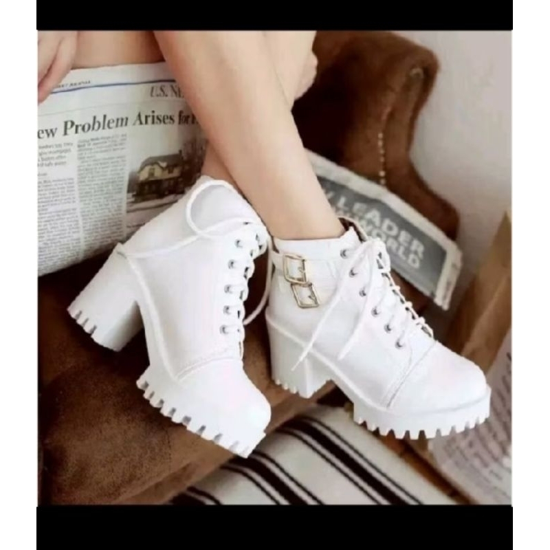 CUCI GUDANG sepatu sneakers boots wanita hak tebel sepatu boots koboy korean style sepatu boots