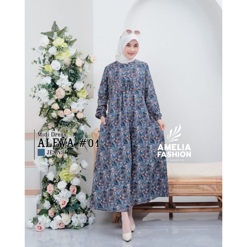 MIDI DRESS ALEVA by AL HASAN / ALEVA MIDI DRESS / GAMIS RAYON / MIDI DRESS RAYON MOTIF / GAMIS MOTIF