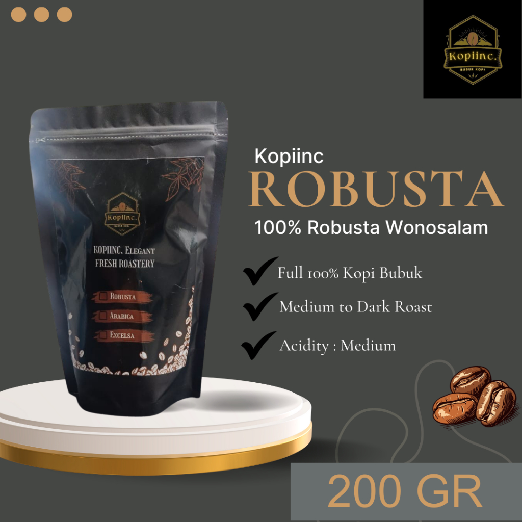 

Kopiinc Bubuk Kopi Robusta murni Fresh Roastery 200 gram