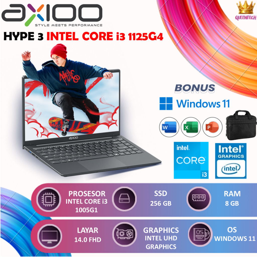 NOTEBOOK Axioo HYPE 3 G11 Intel Core i3 1125G4 [8GB/256GB] Windows 11 Home 14.0 FHD IPS
