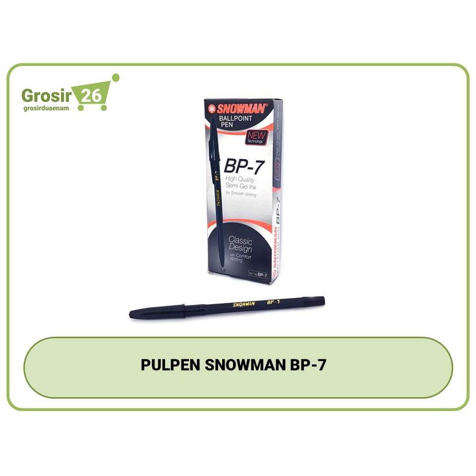 

(1 box) pulpen / bolpen / pena / pen snowman bp-7 tinta hitam