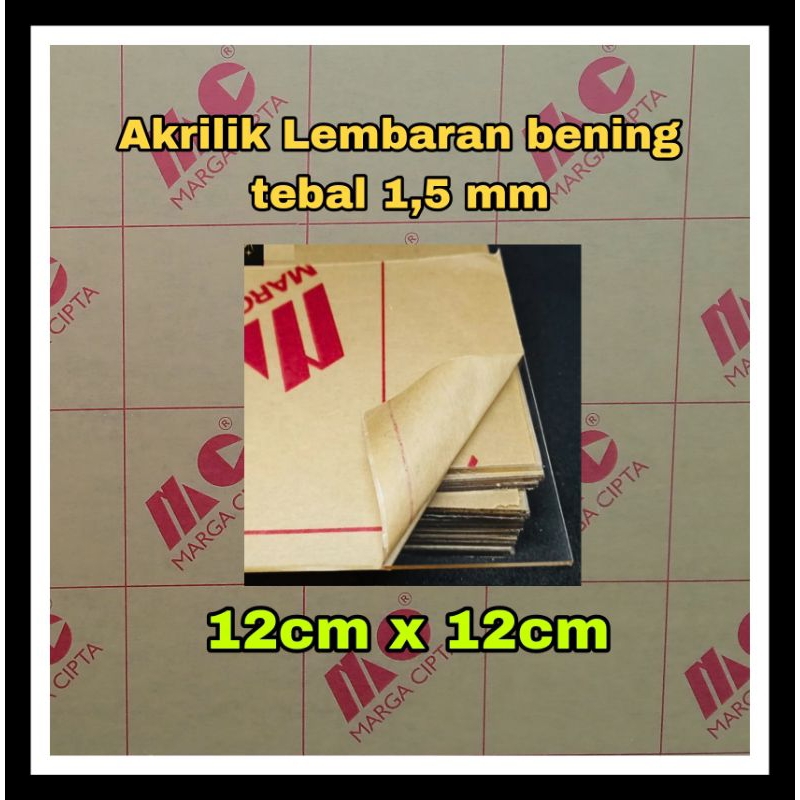Akrilik bening 1,5mm ukuran 12x12/Acrylic sheet/mika bening