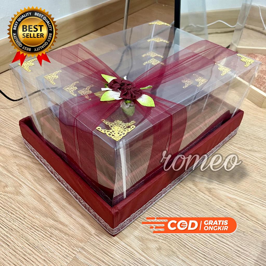 Box Kotak Seserahan 1 set isi 4 Kotak Hantaran Pernikahan Mika Plus Bunga Hias