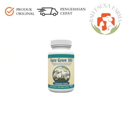 Sure Grow 100 - Kalsium, Suplemen dan Vitamin Untuk Puppy, Anjing Menyusui & Anjing Hamil