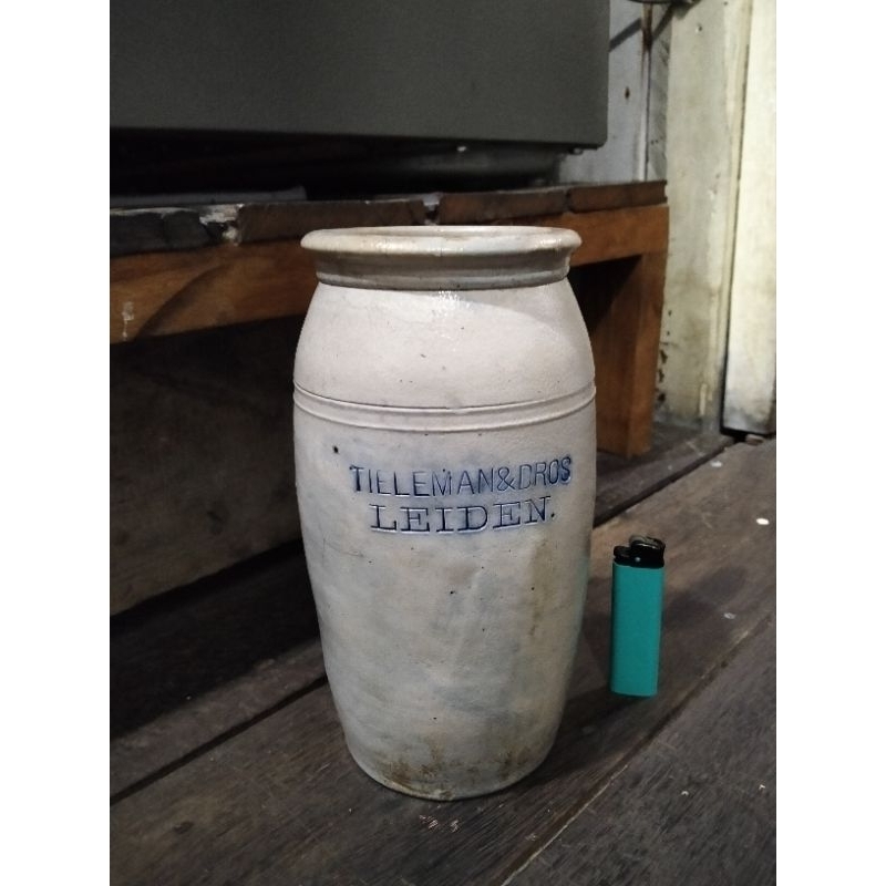 Guci antik keramik Eropa tua Tieleman & Dros Leiden-Vas bunga klasik gaya Eropa