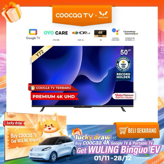 COOCAA SMART LED TV 50 INCH 50Y72 4K GOOGLE
