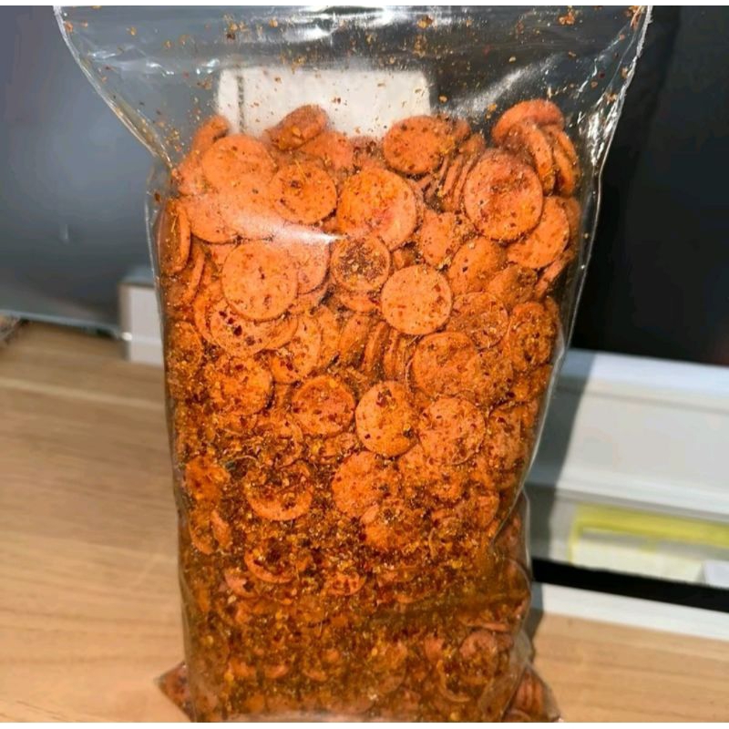 

KRIPIK SOSRENG SOSIS GORENG PEDAS daun jeruk CIKRUH / sosreng viral