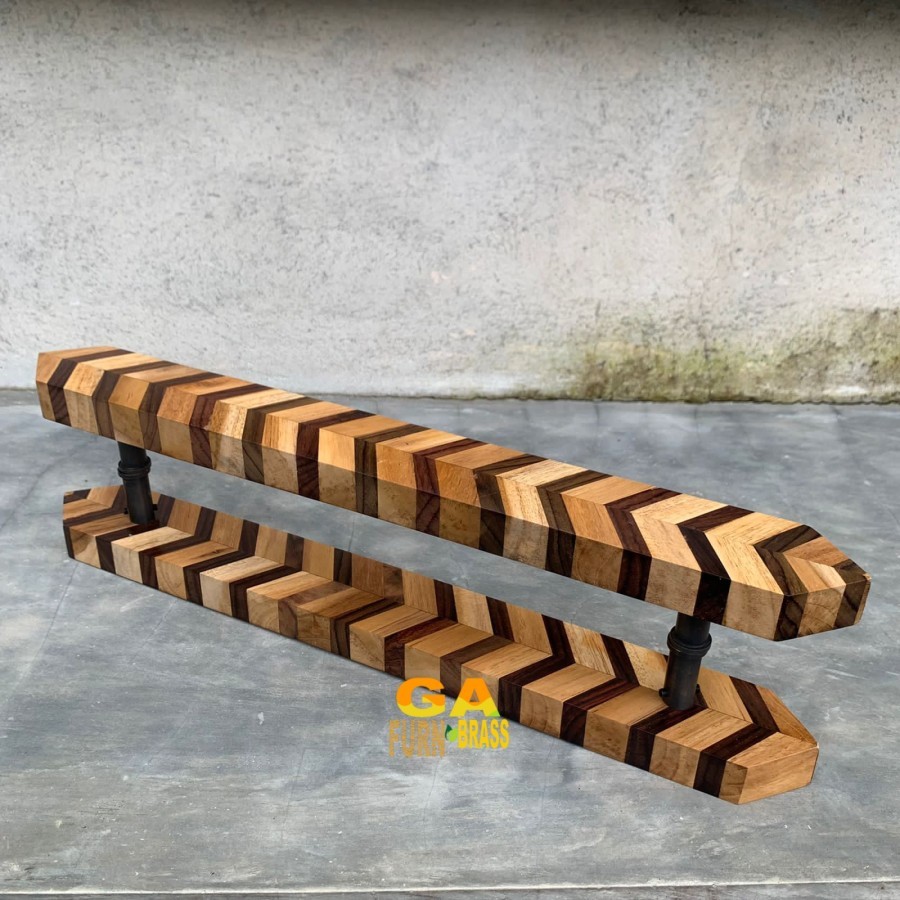 Gagang Pintu/Handle Pintu Rumah Mewah Custom Kombinasi Kayu & Kuningan Motif Panah