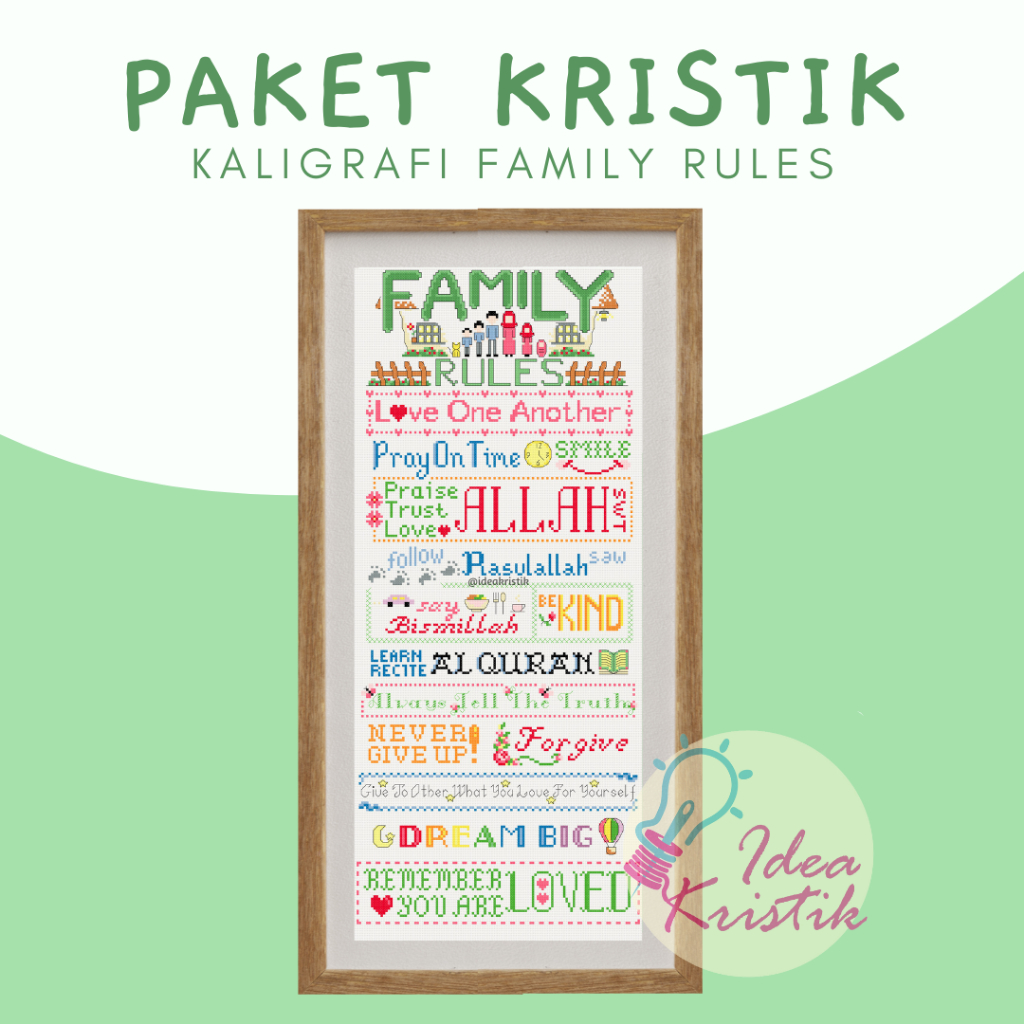 Paket Sulam Kristik Kaligrafi Family Rules