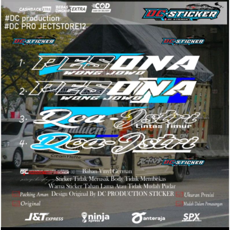 pesona stiker kaca truk kaca depan mobil sticker pesona,doa istri truk canter L300 EL...